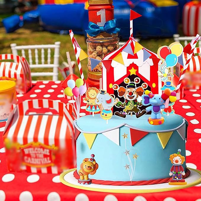 TOSPARTY Circus Cake Toppers Carnival Cupcake Toppers Circus Birthday Cake Decorations Carnival Birthday Party Supplies Circus Baby Shower Decoration - Image 5